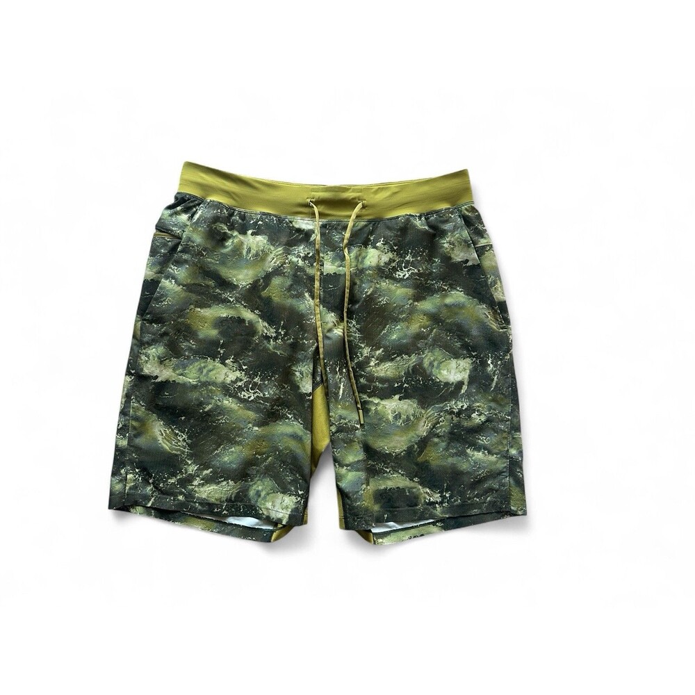 Lululemon Men's XL T.H.E. Linerless Shorts 9” High Dive Auric Gold Multi Camo